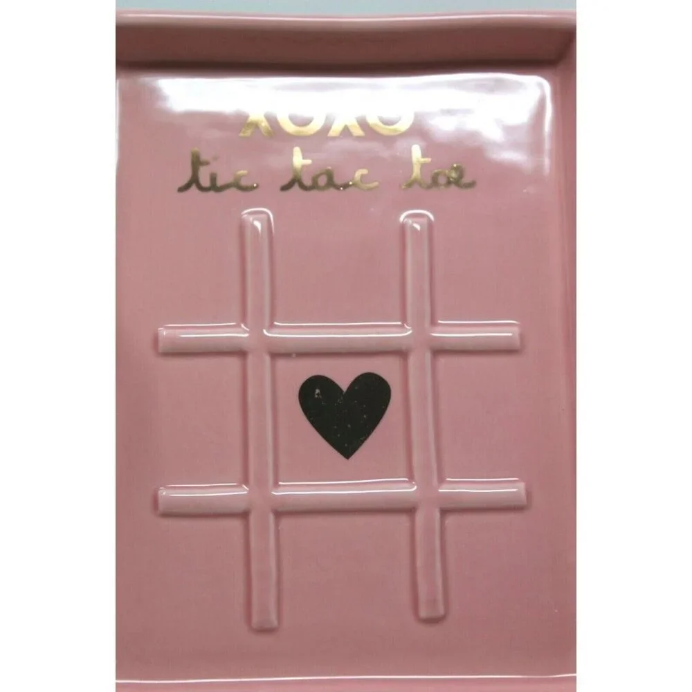 NEW MAGENTA Red Pink XOXO Tic Tac Toe Mug Coffee Cup & Tray Love Valentine RARE